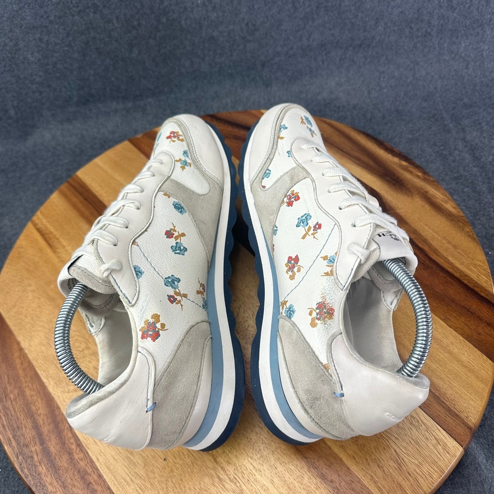 Coach FG2123 Womens Sz 11B Floral Rose Leather Suede Low Top Sneakers Off White - Picture 9 of 12